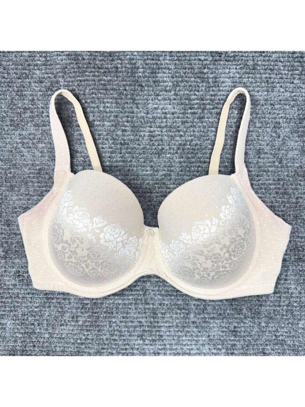 Soma Bra 36DDD Full Coverage Stunning Support Underwire Beige Nude Floral Lace